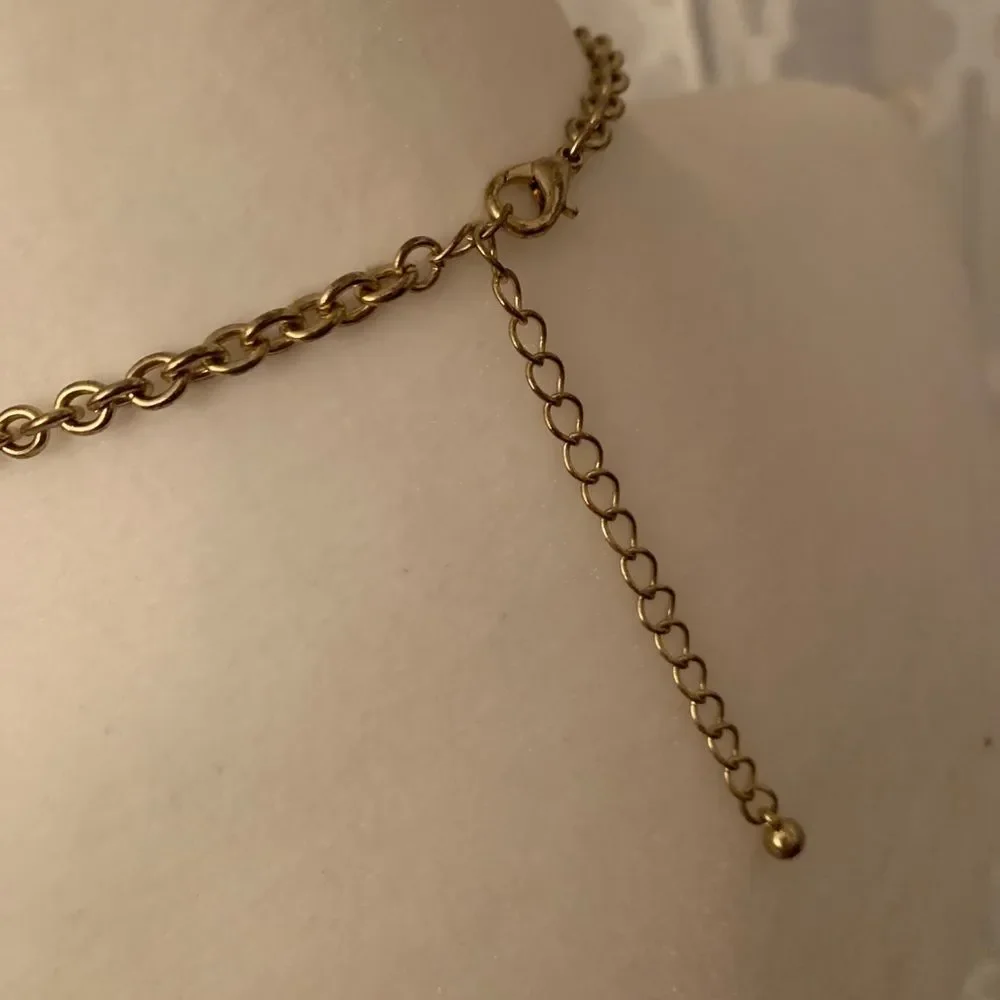 Gold, blue & white stone Statement BOLDNecklace